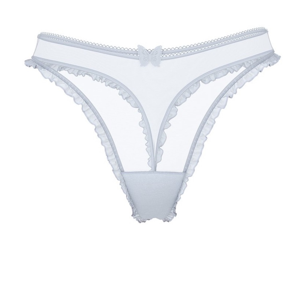 Victoria's Secret Tease Butterfly High Leg Light Blue Ruffle Panties thong
